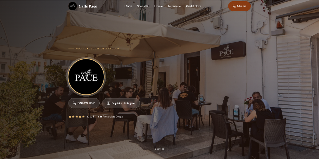 Caffè Pace — landing page dello storico bar di Noci, Puglia